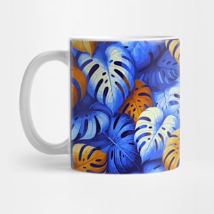 Blue Red Tropical Leaves Mug